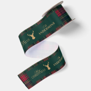 Elegante Schotse Plaid Kerstmis Familienaam Lint