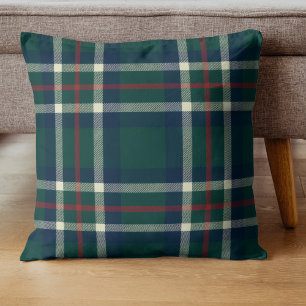 Elegante Schotse ruit groene preppy Kerstmis  Kussen