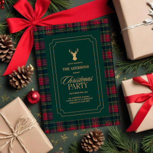 Elegante Schotse ruit kerstfeest uitnodiging