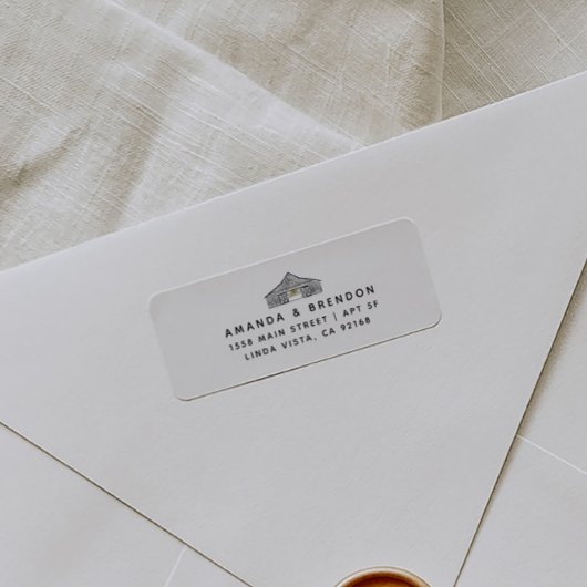 Elegante schuur bruiloft retour adres etiket