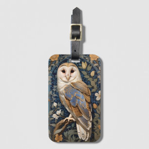 Elegante schuur Uil William Morris geïnspireerd Fl Bagagelabel