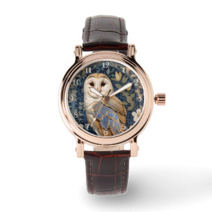 Elegante schuur Uil William Morris geïnspireerd Fl Horloge