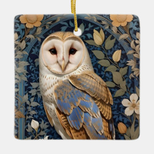 Elegante schuur Uil William Morris geïnspireerd Fl Keramisch Ornament