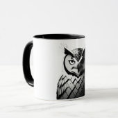 Elegante Schwarz-Weiß-Eulentasse Mok (Voorkant links)