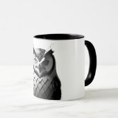 Elegante Schwarz-Weiß-Eulentasse Mok (Voorkant rechts)