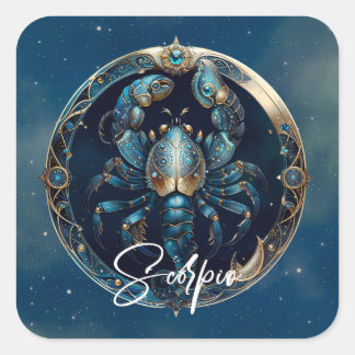 Elegante Scorpion Zodiac Symbool Zwart Goud Schorp Vierkante Sticker