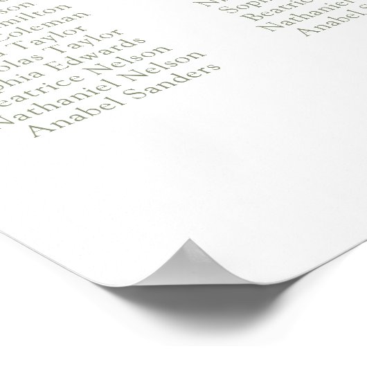 Elegante Scrip 20 Tafel Roos Bruiloftstoewijzingsk Poster (Hoek)