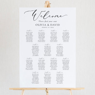 Elegante script 14 Tafels Welkom Zitplaatsenkaart Poster