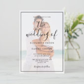 Elegante Script 2 Foto Huwelijk Kaart (Staand voorkant)