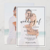 Elegante Script 2 Foto Huwelijk Kaart (Voorkant / Achterkant)