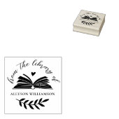 Elegante script aangepaste botanische bibliotheekb 	rubberstempel (Gestempeld)