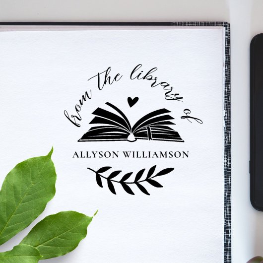 Elegante script aangepaste botanische bibliotheekb 	rubberstempel
