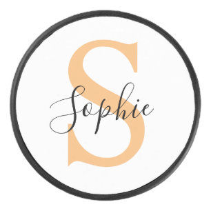 Elegante script aangepaste naam gepersonaliseerd c hockey puck