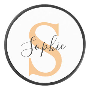 Elegante script aangepaste naam gepersonaliseerd c hockey puck