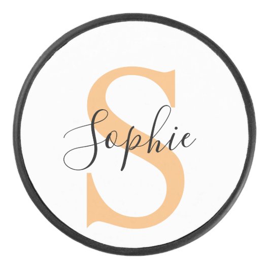 Elegante script aangepaste naam gepersonaliseerd c hockey puck (Voorkant)