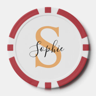 Elegante script aangepaste naam gepersonaliseerd c poker chips