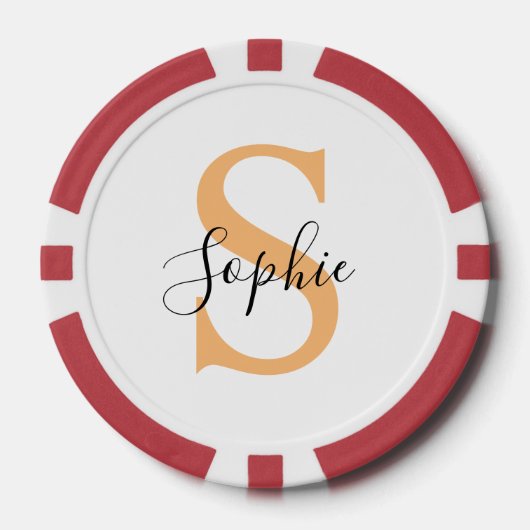 Elegante script aangepaste naam gepersonaliseerd c poker chips (Voorkant)