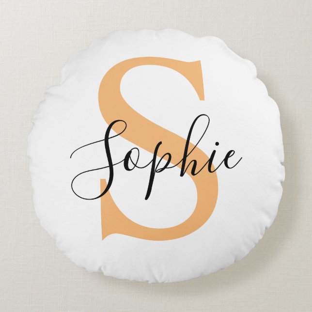 Elegante script aangepaste naam gepersonaliseerd c rond kussen (Voorkant)