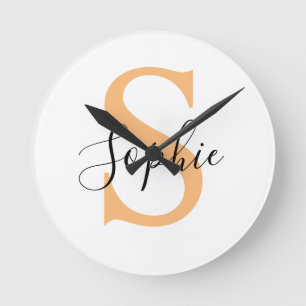 Elegante script aangepaste naam gepersonaliseerd c ronde klok