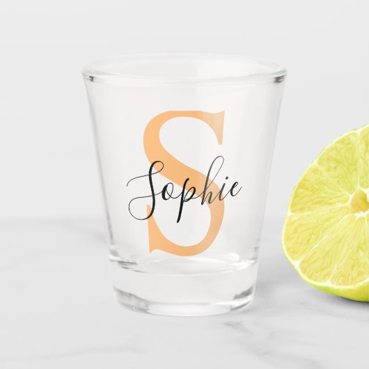 Elegante script aangepaste naam gepersonaliseerd c shot glas (Voorkant)