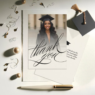 Elegante Script Afstudeer Dankjewel Fotokaart Bedankkaart