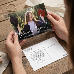 Elegante Script Afstudeer Foto Dank Je Briefkaart