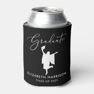 Elegante script afstudeerfeest zwart blikjeskoeler