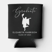 Elegante script afstudeerfeest zwart blikjeskoeler (Voorkant)