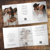 Elegante Script All-in-One QR-codes bruiloft Drieluik Uitnodiging