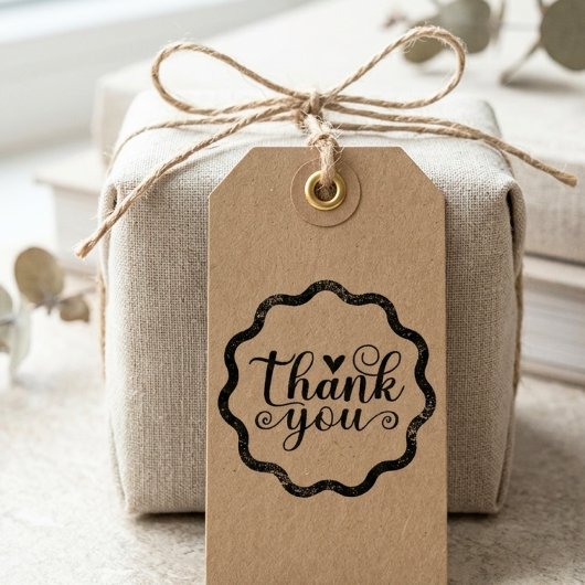 Elegante Script Bedankt Geschulpte Rand Rubberstempel