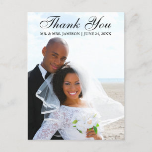 Elegante Script Bedankt Trouwfoto Briefkaart