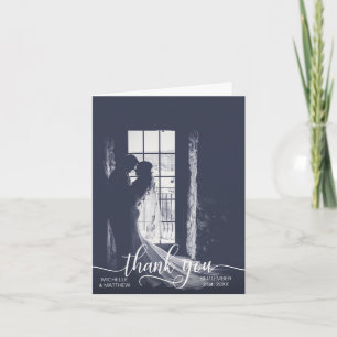 Elegante Script BEDANKT trouwkaart FOTO