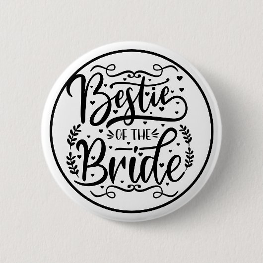 Elegante script beste vriendin van de bruid  ronde button 5,7 cm (Voorkant)