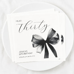 Elegante Script Black Bow 30e Verjaardagsfeestje Servet