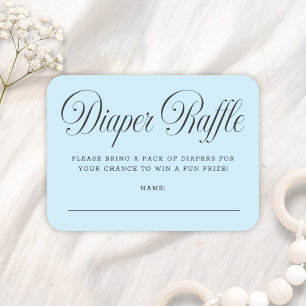 Elegante Script Blauwe Boyl Baby Shower Luier Raff Informatiekaartje