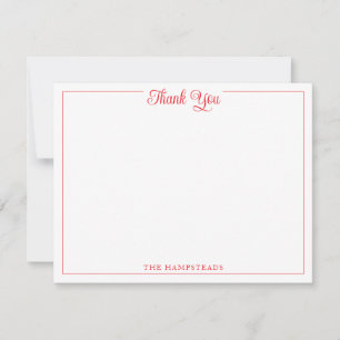 Elegante Script Bright Rode Dank U Stationery Bedankkaart