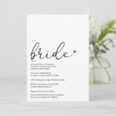 Elegante Script Bruid Definitie Bruiloft Feest Kaart (Staand voorkant)