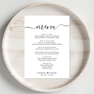 Elegante Script Bruiloftsreceptie Menu
