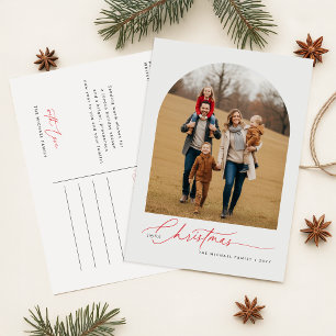 Elegante Script Calligrafie Familie Foto Kerstmis Feestdagenkaart