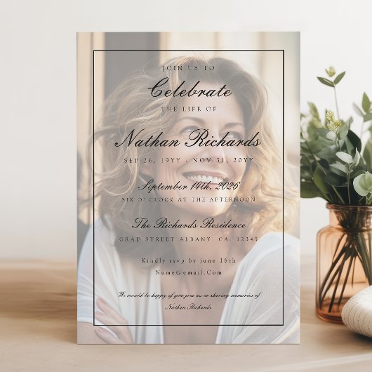 Elegante Script Calligrafie Foto Uitvaartprogramma Programma