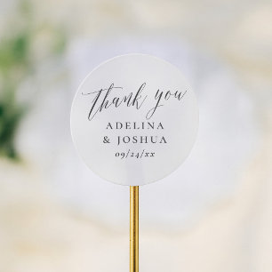 Elegante Script Calligrafie Huwelijk Bedankje Favo Ronde Sticker