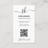 Elegante Script Calligrafie QR Code Monogram Foto Visitekaartje (Achterkant)