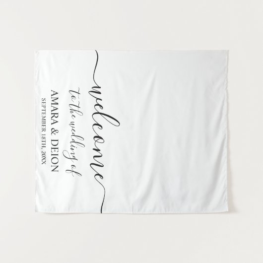 Elegante Script Calligraphy Trouwtafel Runner Wandkleed (Voorkant (horizontaal))