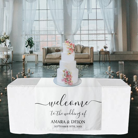 Elegante Script Calligraphy Trouwtafel Runner Wandkleed