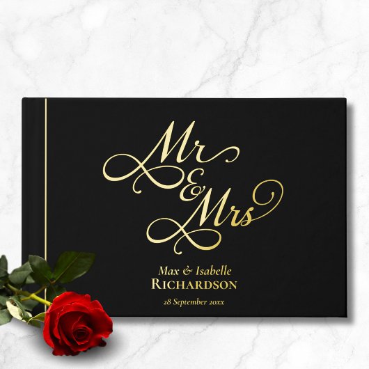 Elegante Script Calligraphy Wedding Gold Gastenboek