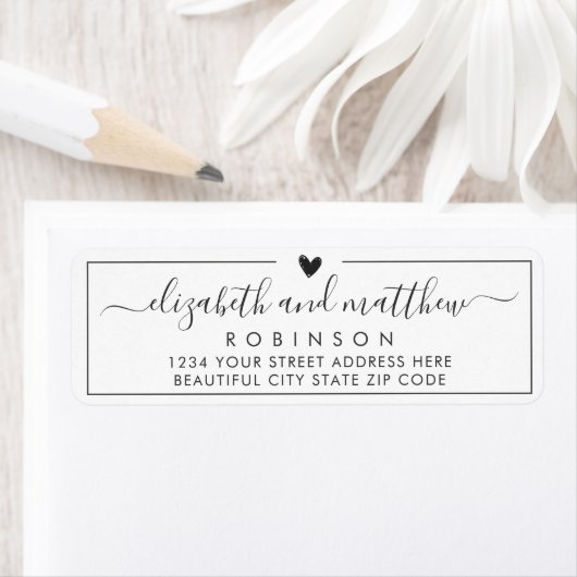 Elegante Script Chic Huwelijk Retour Adres Label (Insitu)