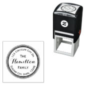 Elegante Script Circle Dot Round Address Stamp Zelfinktende Stempel (In situ)