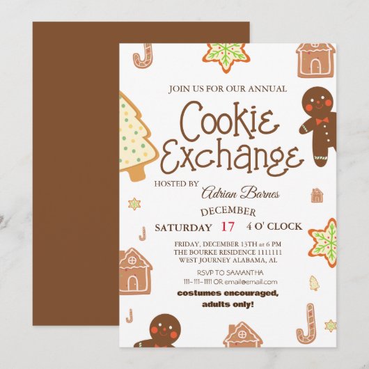 Elegante Script Cookie-uitwisseling Kerstfeest Uit Kaart (Voorkant / Achterkant)