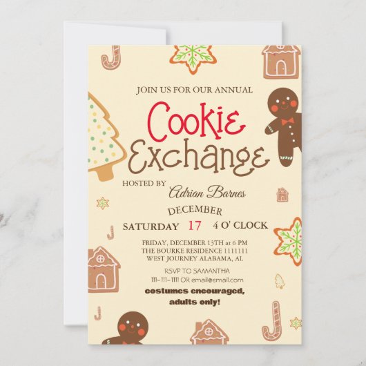 Elegante Script Cookie-uitwisseling Kerstfeest Uit Kaart (Voorkant)