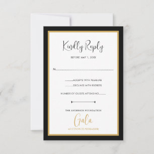 Elegante Script Corporate Gala Fondsenwerving RSVP Kaartje